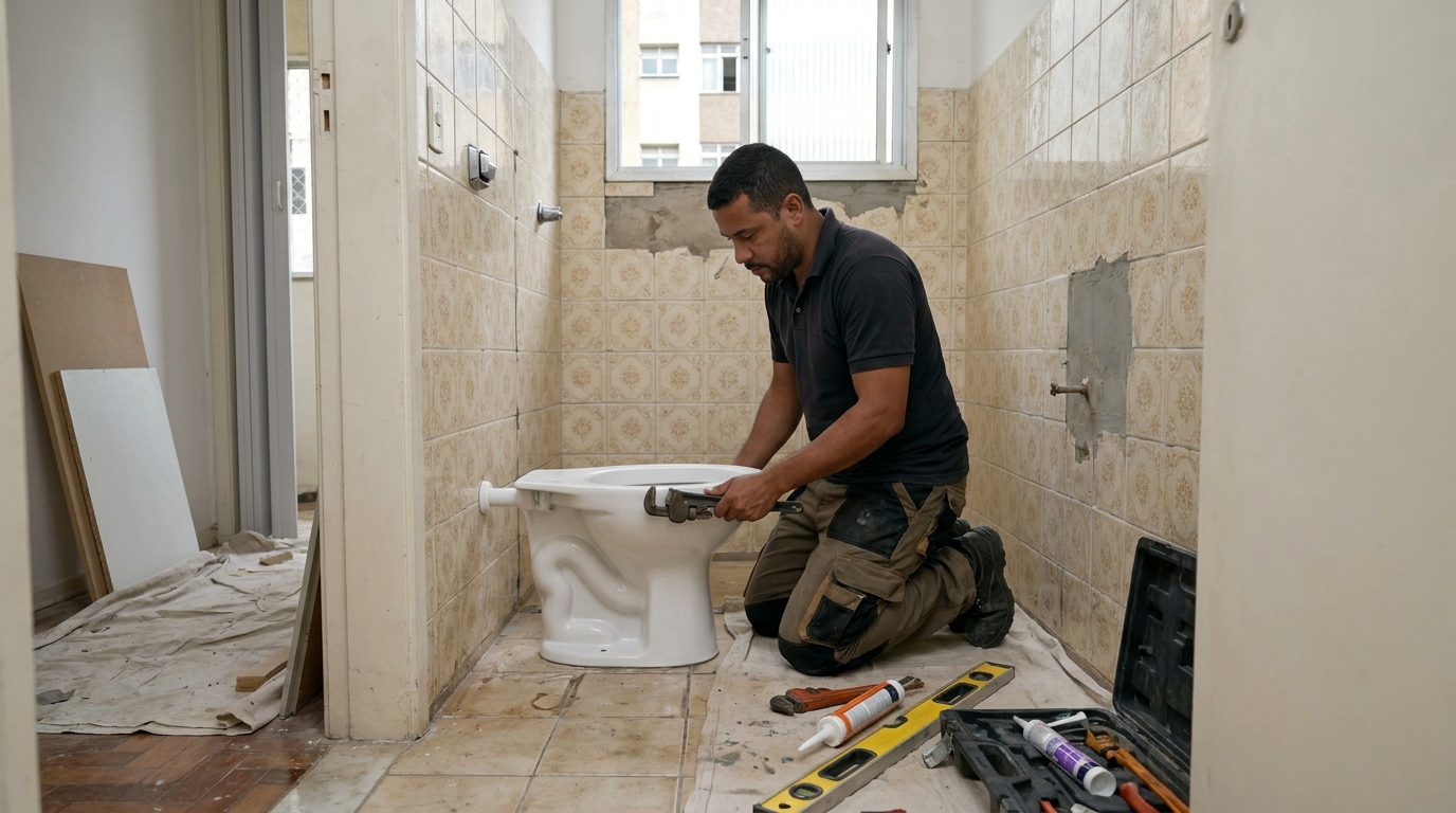 Instalação de vaso sanitário profissional em Lages‑SC